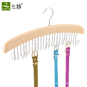 customize natural color lotus wood tie belt scarf display hanger